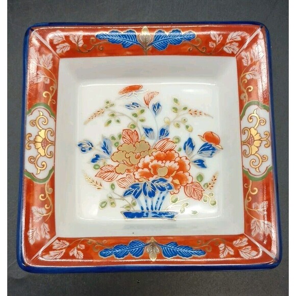 Takahashi Japan Imari Style 5" Square Dish Bowl Floral Gold Accents - Picture 1 of 5